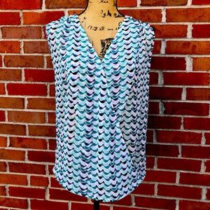 Cabi Tweet Bird Faux Semi Sheer Wrap Top XS